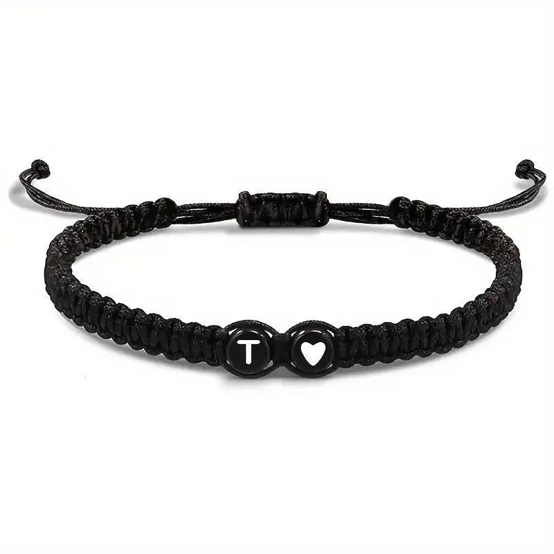 Personalized Initial & Heart Macrame Bracelet
