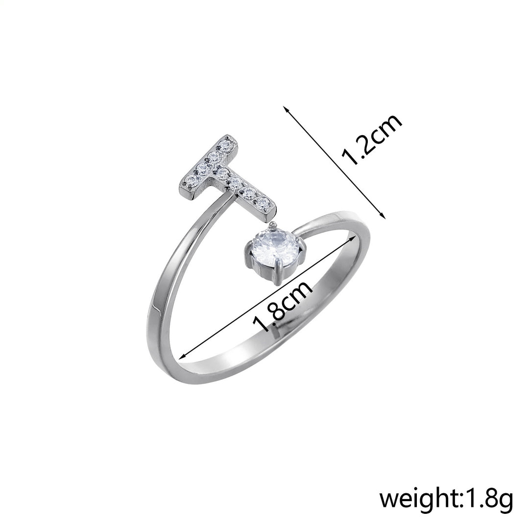 26-Letter Diamond-Inlaid Ring (Gold/Silver Version)