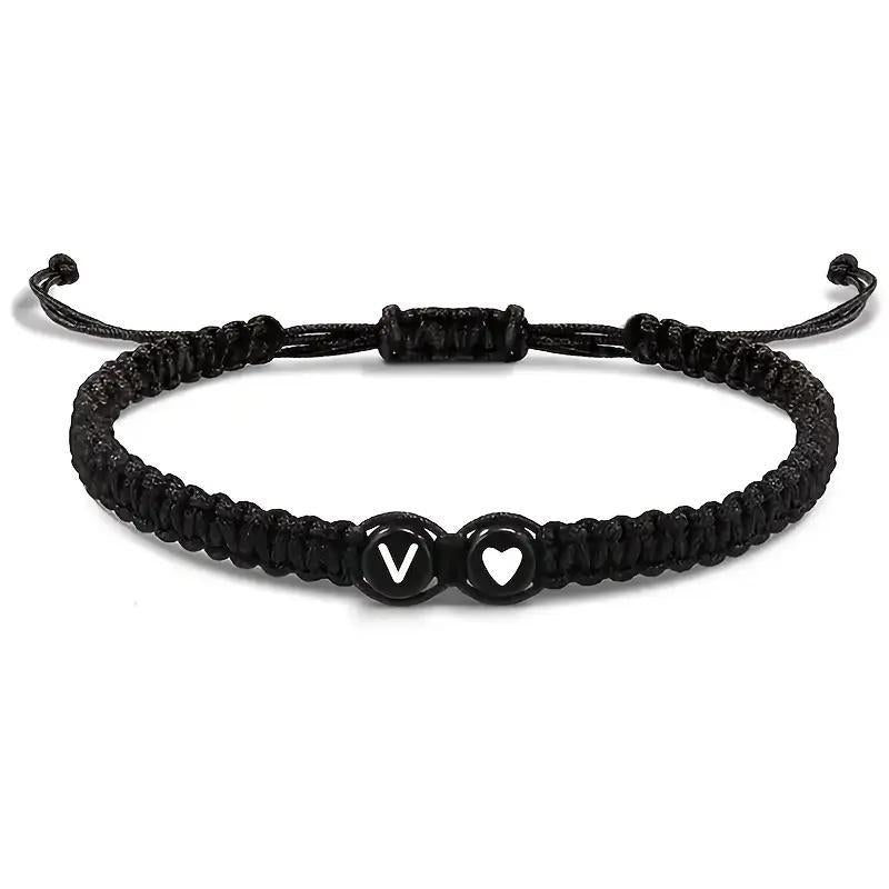 Personalized Initial & Heart Macrame Bracelet