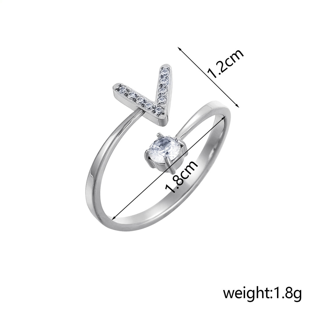 26-Letter Diamond-Inlaid Ring (Gold/Silver Version)