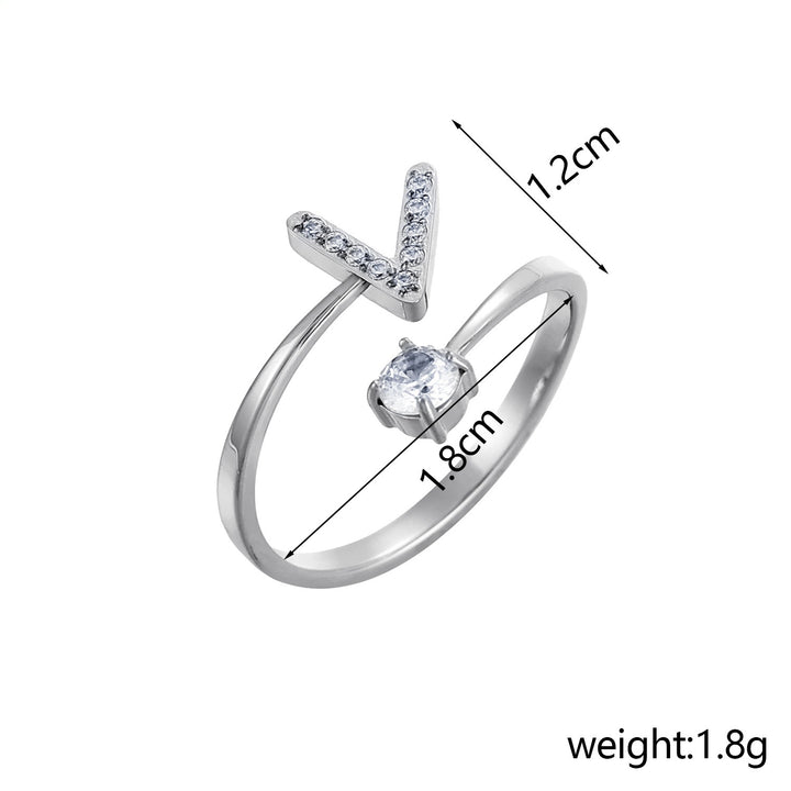 26-Letter Diamond-Inlaid Ring (Gold/Silver Version)