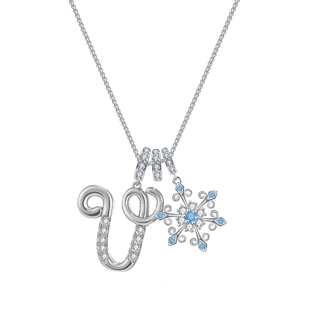 Diamond-Inlaid Light Luxury Girlish Pendant 26-Letter Snowflake Necklace