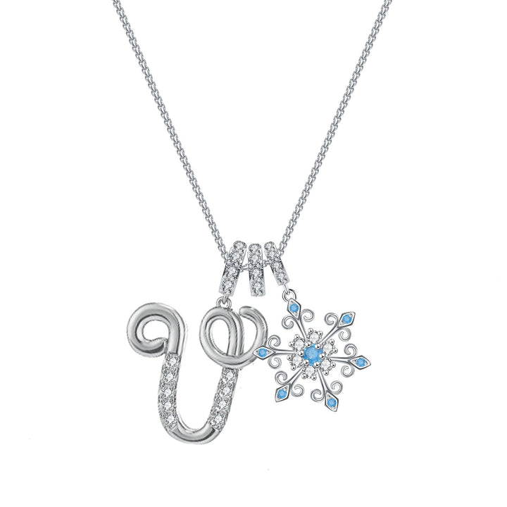 Diamond-Inlaid Light Luxury Girlish Pendant 26-Letter Snowflake Necklace