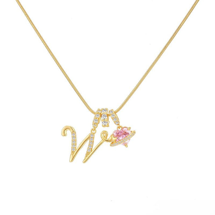 Letter Heart Diamond - Inlaid Combination Necklace (26 - Letter Version)