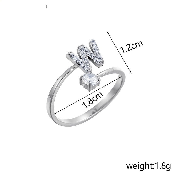 26-Letter Diamond-Inlaid Ring (Gold/Silver Version)