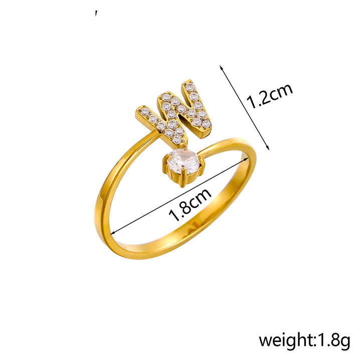 26-Letter Diamond-Inlaid Ring (Gold/Silver Version)
