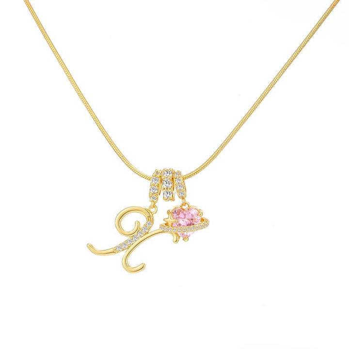 Letter Heart Diamond - Inlaid Combination Necklace (26 - Letter Version)