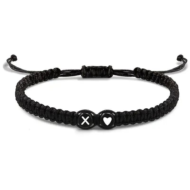 Personalized Initial & Heart Macrame Bracelet