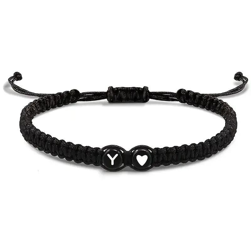 Personalized Initial & Heart Macrame Bracelet