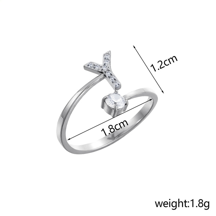 26-Letter Diamond-Inlaid Ring (Gold/Silver Version)