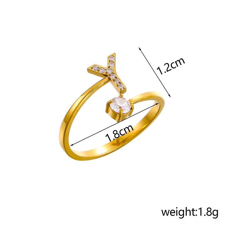 26-Letter Diamond-Inlaid Ring (Gold/Silver Version)