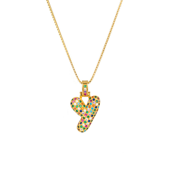 26 Letters Full-Diamond Colorful Necklace