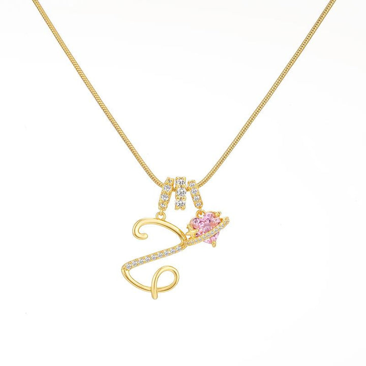 Letter Heart Diamond - Inlaid Combination Necklace (26 - Letter Version)