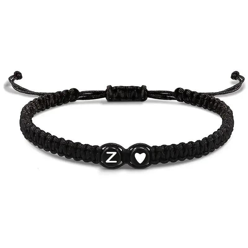 Personalized Initial & Heart Macrame Bracelet