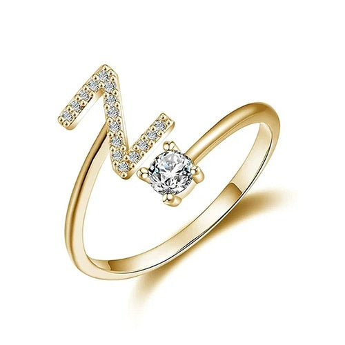 26-Letter Diamond-Inlaid Ring (Gold/Silver Version)