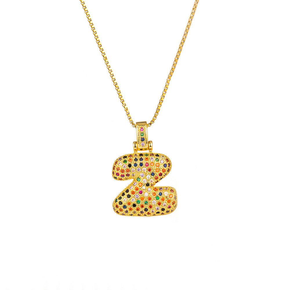 26 Letters Full-Diamond Colorful Necklace