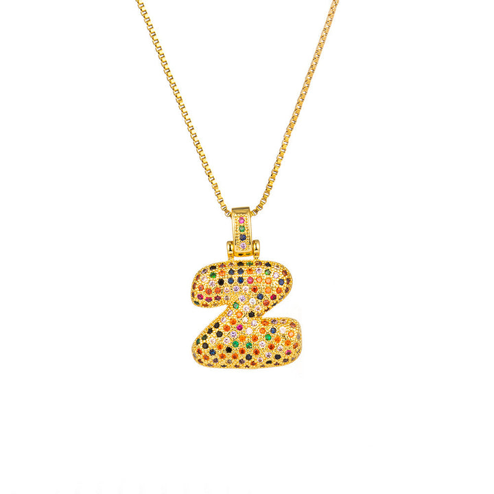 26 Letters Full-Diamond Colorful Necklace