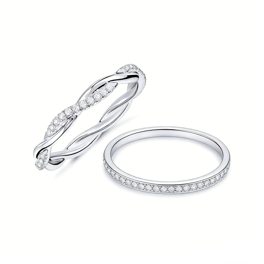 Delicate Diamond Band 18K Gold Pavé Ring｜Classic/Twisted Dual Styles for Daily Elegance