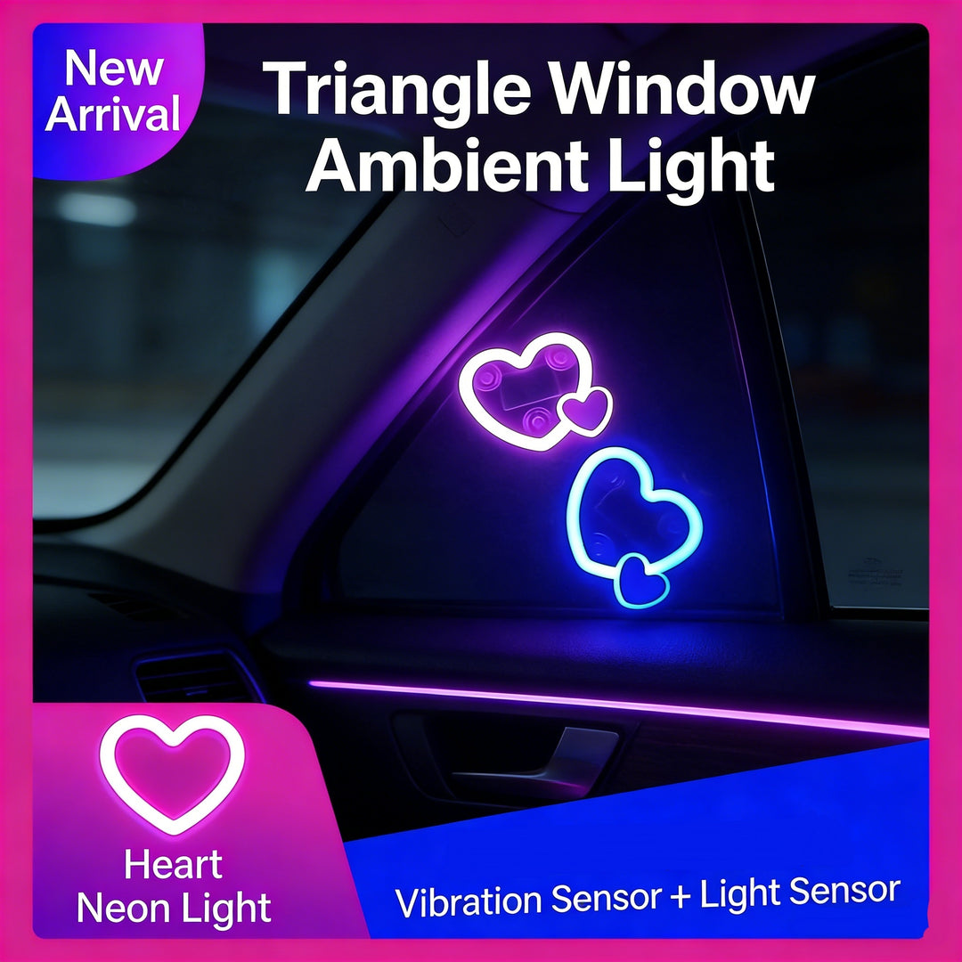 Love Heart Car Window Ambient Light | Solar-Powered Neon Accent
