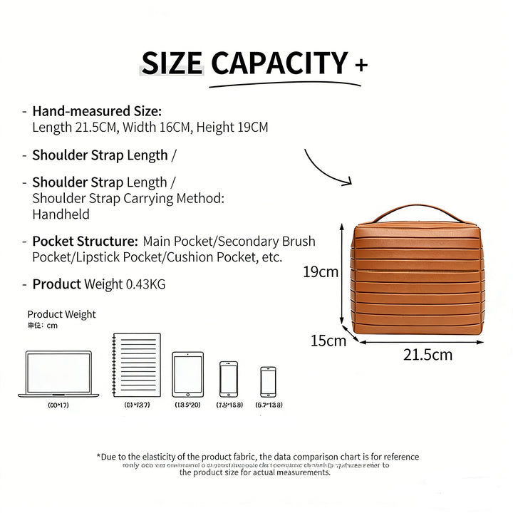 Minimal Textured Makeup Bag｜Spacious & Structured Cosmetic Organizer for Daily & Travel Use