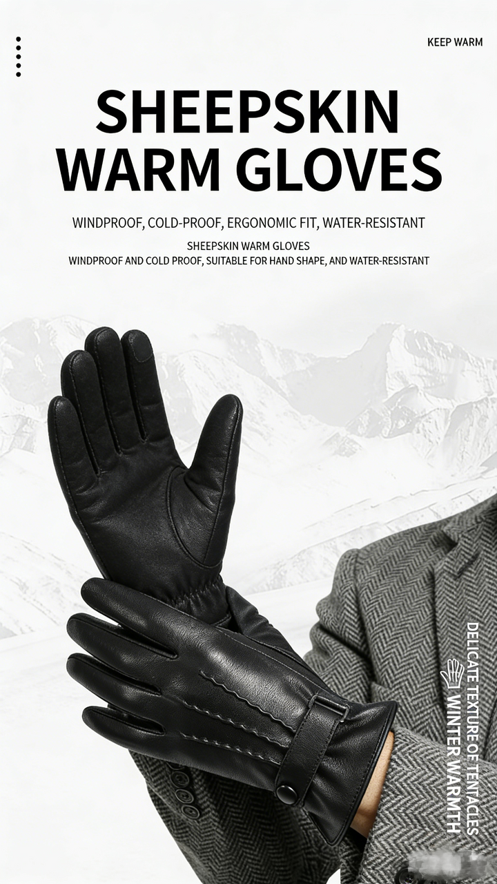 Luxury Wool & Sheepskin Thermal Gloves | Windproof, Waterproof & Heat-Locking, High-End Winter