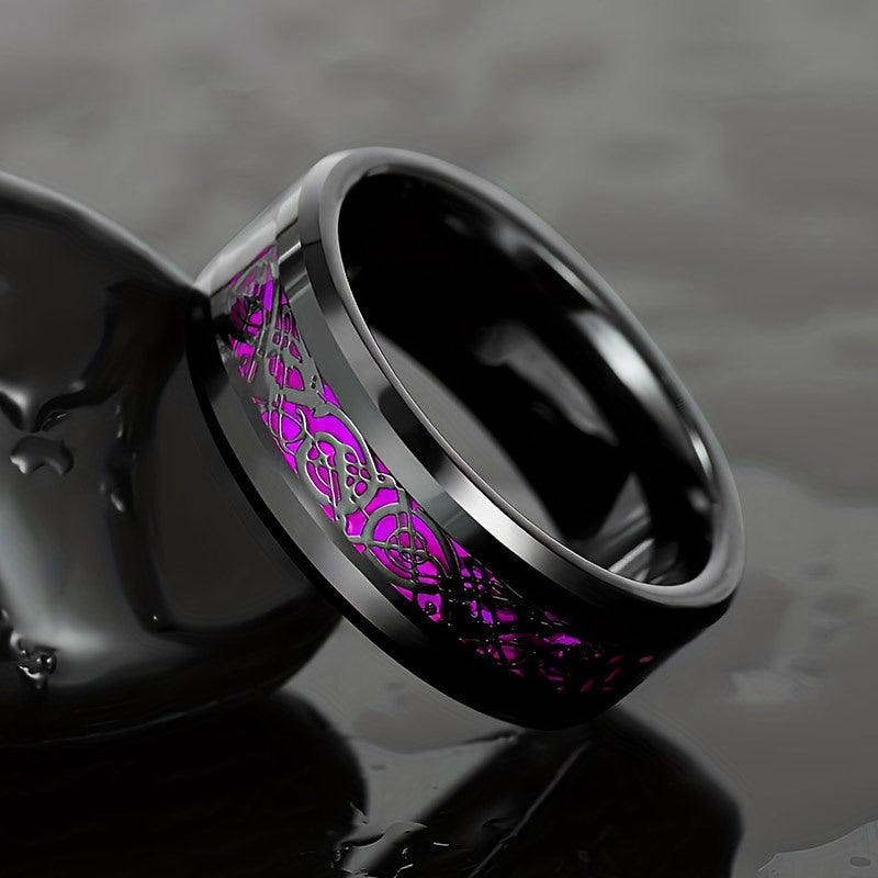 Vintage Dragon Pattern Couple Rings Black-Plated Alloy Gemstone Bands（Free shipping on a pair of rings）