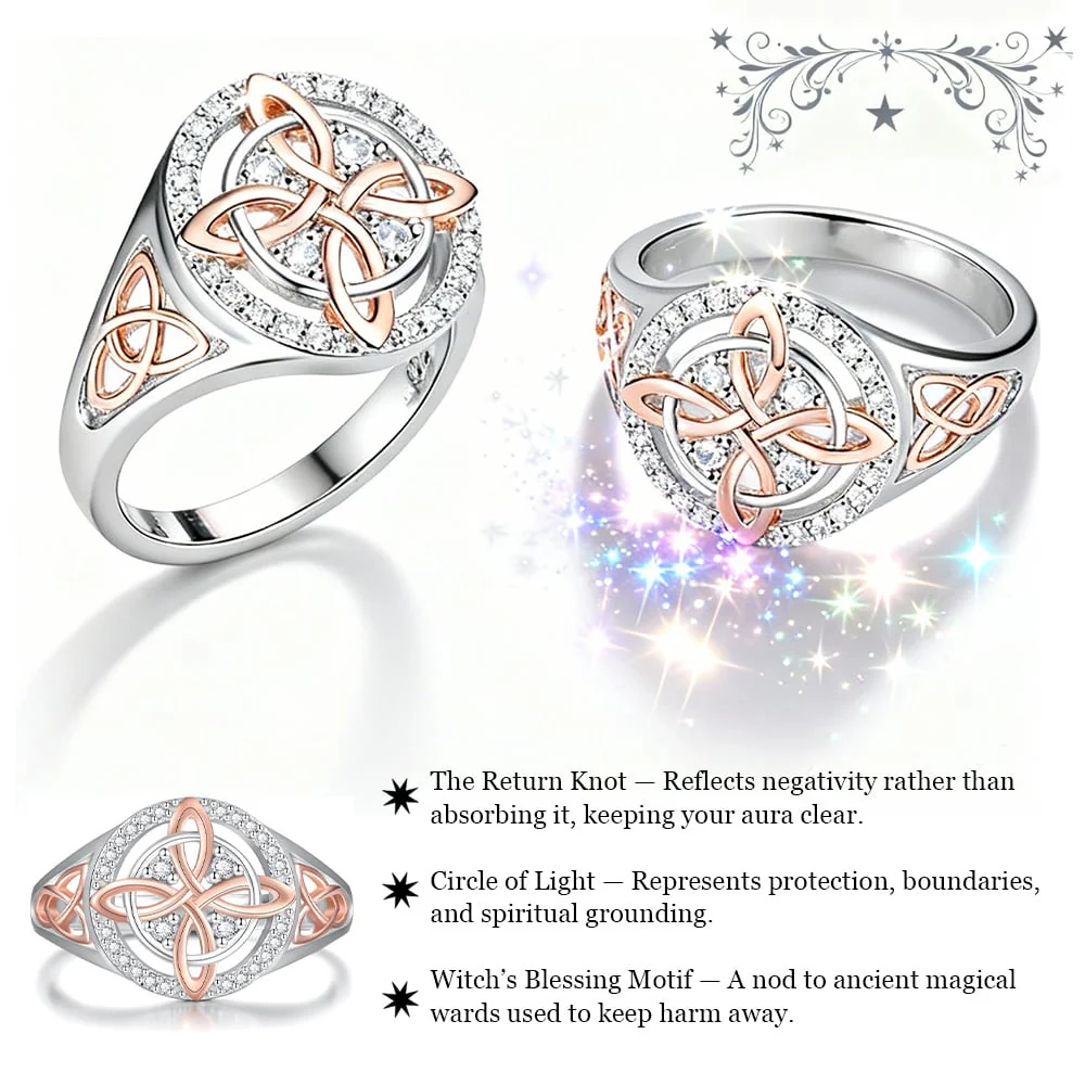 925 Silver Light Luxury Niche Two-Tone Witch Knot Full-Diamond Ring