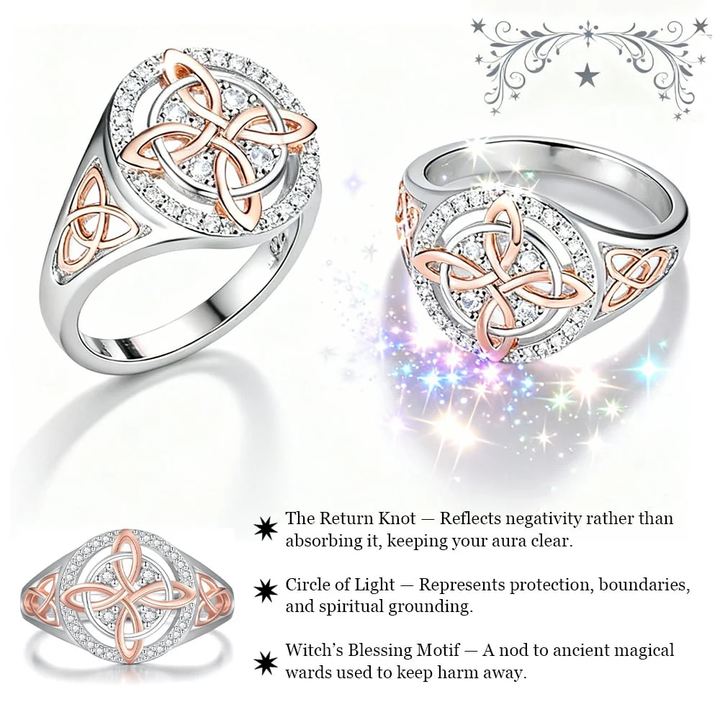 925 Silver Light Luxury Niche Two-Tone Witch Knot Full-Diamond Ring