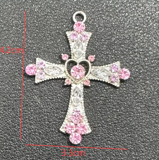 Colorful Gemstone Cross Silver Necklace