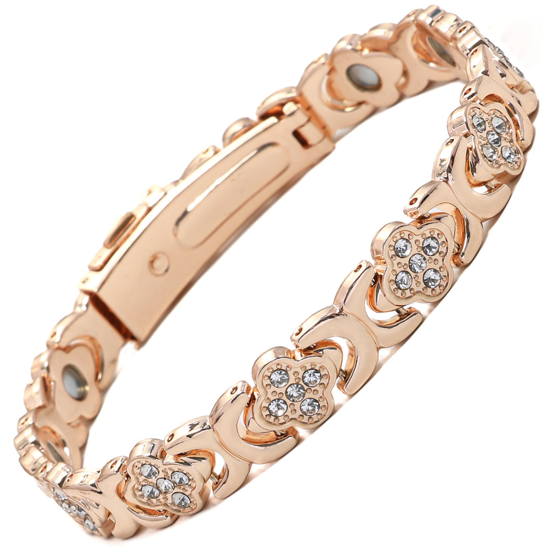 Four-Leaf Clover Diamond-Inlaid Bracelet (Black/Gold/Silver/Rose Gold Versions)