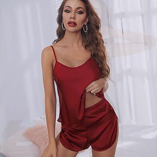 Silky Satin 2-Piece Lingerie Sleep Set – Sensual Comfort for Nighttime Allure