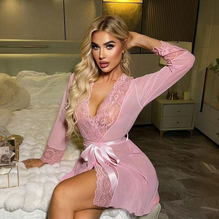 Seductive Lace Open-Back Lingerie Robe