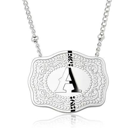 Vintage Engraved Letter Necklace