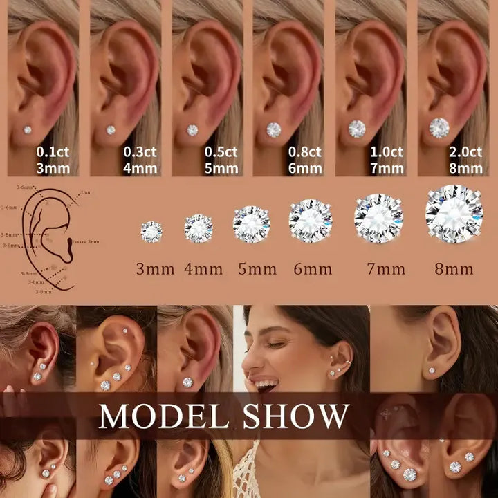 Classic Moissanite Earrings（2PCS）