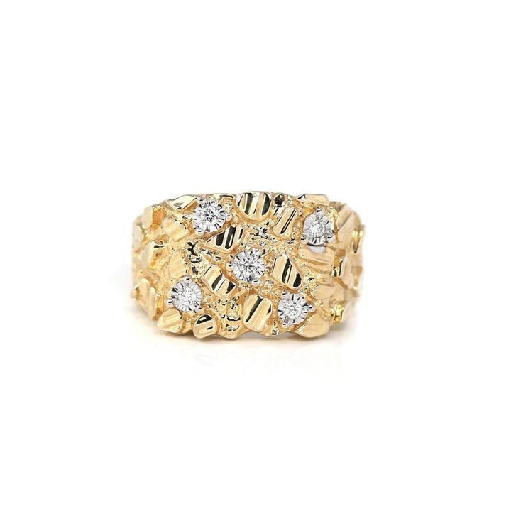 Bold Gold Moissanite Statement Ring | Wide Band | High-Brilliance Luxury Design