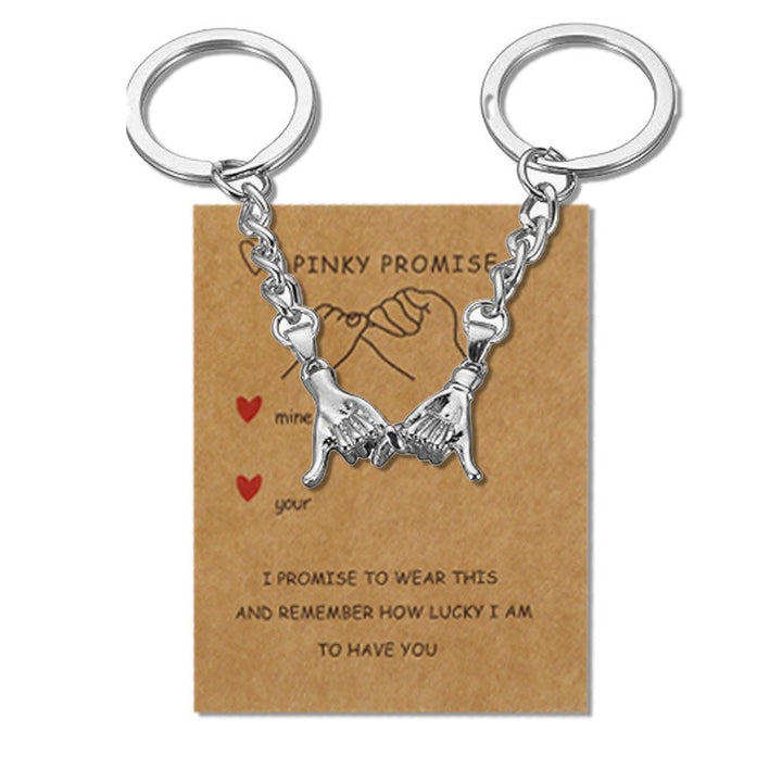 Pinky Promise Couple Keychain Set – Matching Promise Hands with Message Card