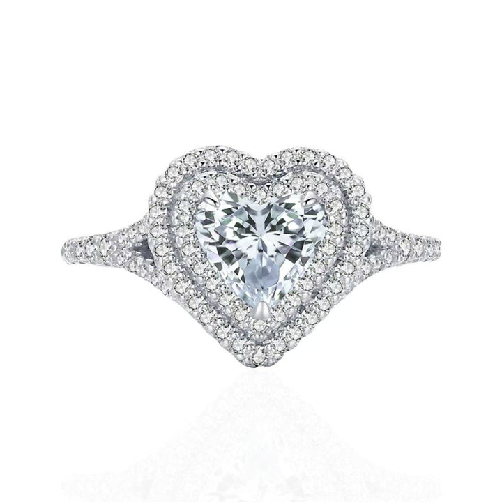 18K White Gold Heart-Cut Halo Open Ring | Eternal Love Collection