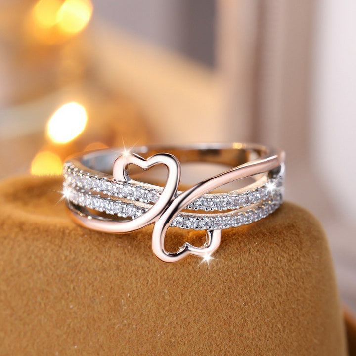 Intertwined Double Hearts 18K White Gold Diamond Ring｜Elegant Embodiment of Eternal Love