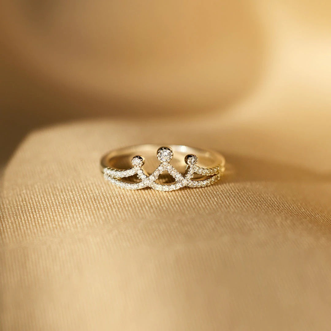 Crown Starburst Sterling Silver Diamond Open Ring（Free shipping on orders of two or more items）