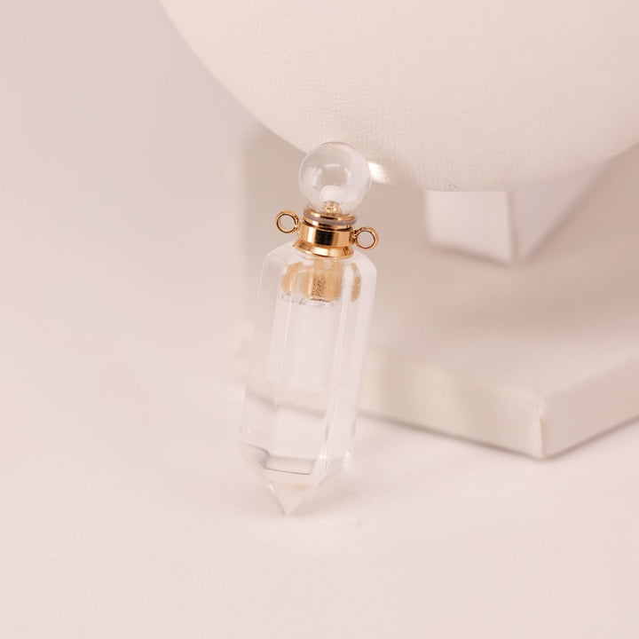 Multi-Color Natural Crystal Perfume Bottle Pendant - Openable Essential Oil Bottle Necklace, Spiritual Energy Fashion Accessory