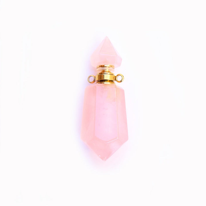 Multi-Color Natural Crystal Perfume Bottle Pendant - Openable Essential Oil Bottle Necklace, Spiritual Energy Fashion Accessory