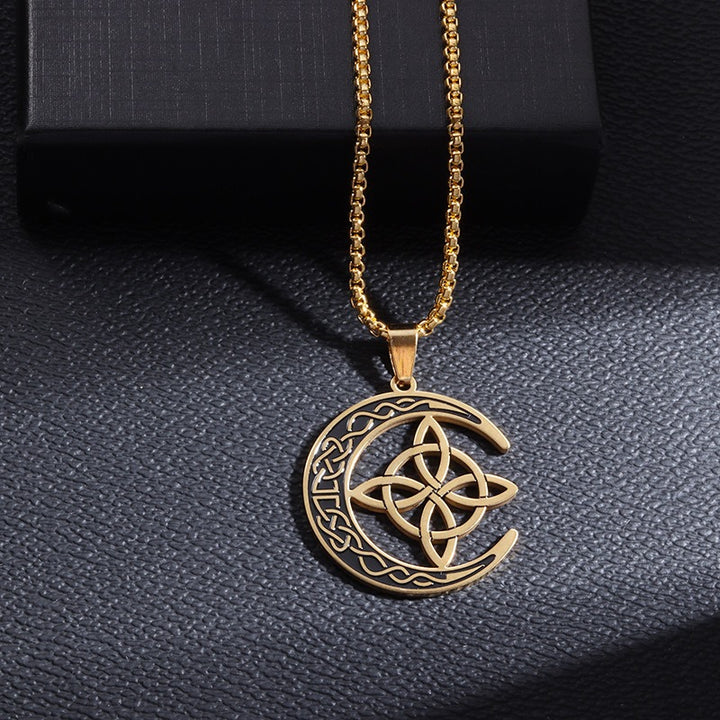 Crescent Moon Witch Protection Knot Necklace