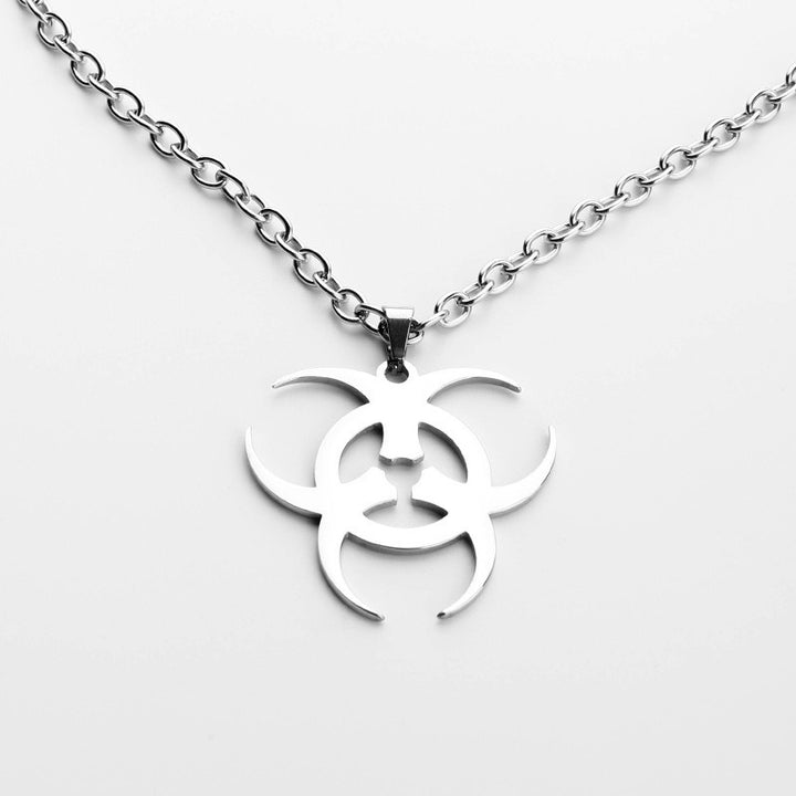 Personalized Biohazard Symbol Necklace - Silver/Retro Silver Two-Color Men's Dark-Style Accessory