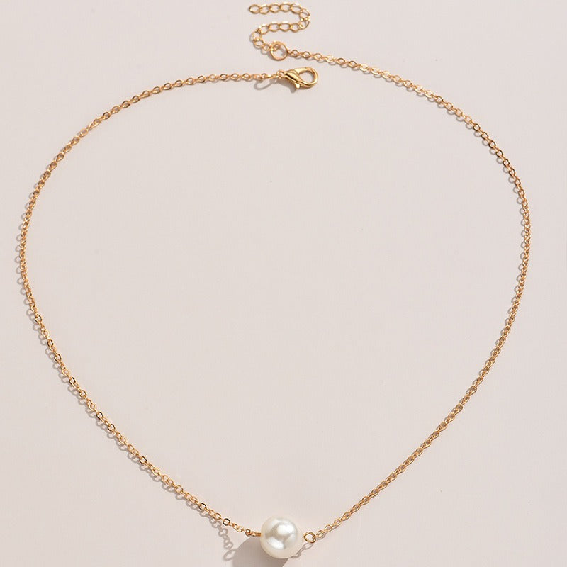18K Gold/Silver Single Pearl Necklace - Light Luxury Minimalist Choker