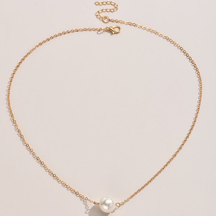 18K Gold/Silver Single Pearl Necklace - Light Luxury Minimalist Choker
