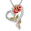 18K Gold Light Luxury Romantic Choker Two-Tone Rose Heart Full-Diamond Necklace