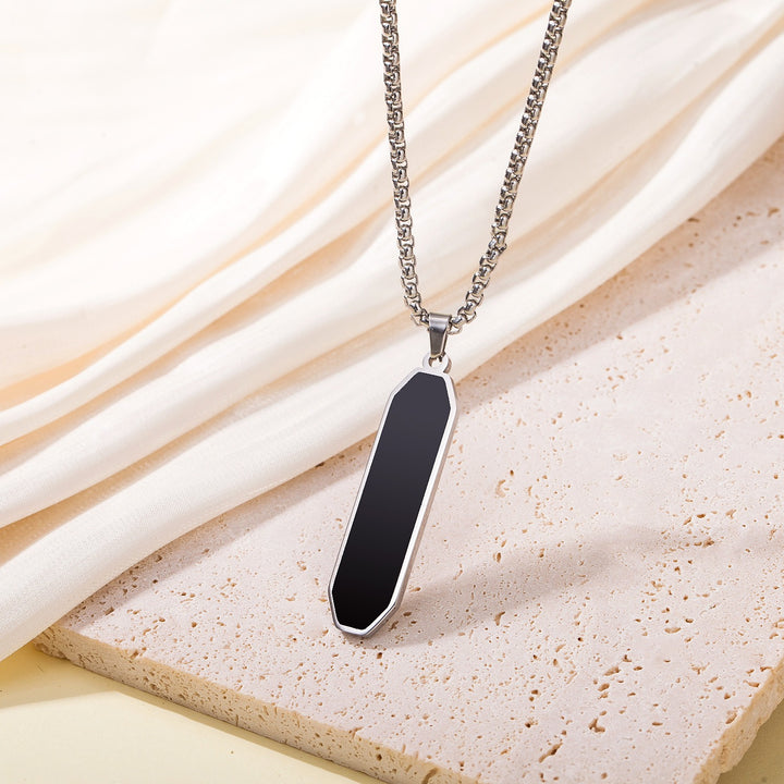 Dual-Color Geometric Gemstone Pendant Necklace - Titanium Steel Light Luxury Niche Choker European