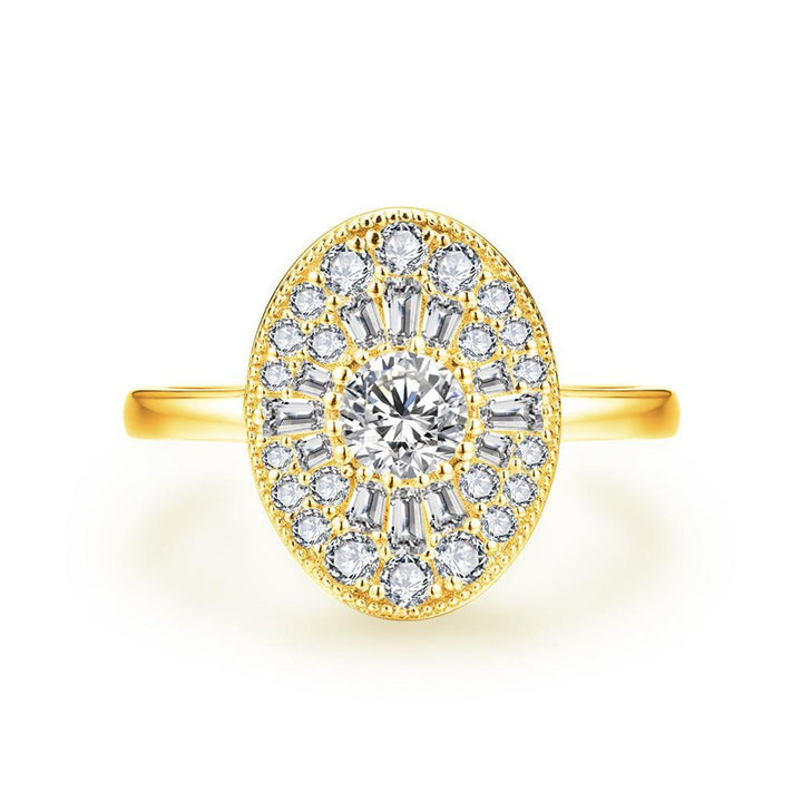 Oval-Cut Center Stone Halo Ring with Pavé Accents