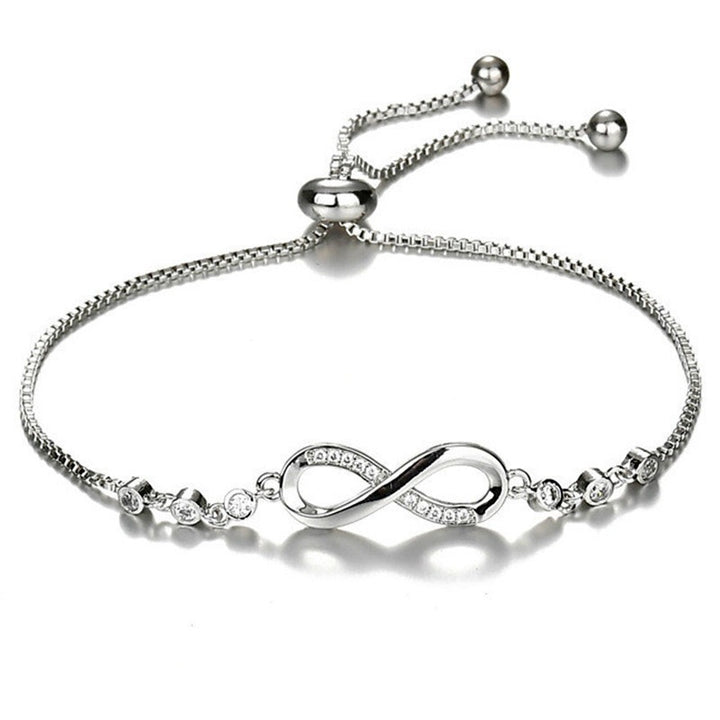 Multi-Color Infinity Symbol Diamond-Encrusted Bracelet - Gold/Silver/Rose Gold Women's Light Luxury Eternal Love Accessory