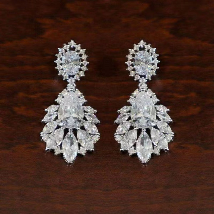 Plume Diamond Opulence 18K White Gold Full Diamond Drop Earrings（2PCS）